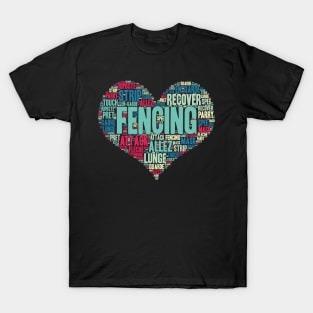 Fencing Heart Saber Epee Fence Gift design T-Shirt